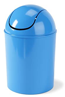 Umbra 1.25-Gallon Mini Waste Can w/ Swing-Top Lid - Small Garbage Bin for Compact Spaces Under Tables & Counters, Miniature Trashcan, Removable Lid for Kitchens Bathrooms Bedrooms Dorms, Sky Blue