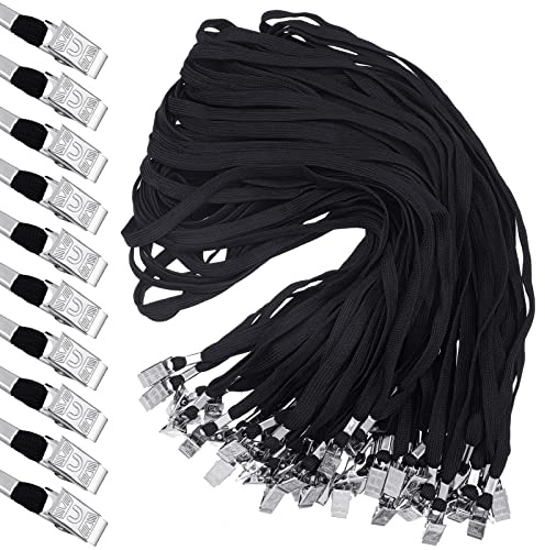 Hoolerry 300 Pcs Lanyards Clips Bulk for ID Name Badge Holder Lanyards Flat with Swivel Hook for Office School(Black)