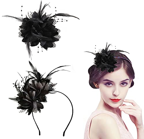 Feder Mesh Tea Party Stirnband Fascinator Hut Blume Schwarz Fascinator Clips Hut Schwarz H ut Damen Haarschmuck Mit Feder Mesh Fasci nator H ut Für Damen Schwarze Für Party Kirche Hochzeit Cocktail