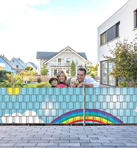 MyMaxxi Zaunsichtschutz - Regenbogen Vogel - Sichtschutzstreifen für Doppelstabmattenzaun - Windschutz Sonnenschutz Blickdicht - Sichtschutz Garten Teil1 + Teil2 - 5 Streifen - 500x100cm