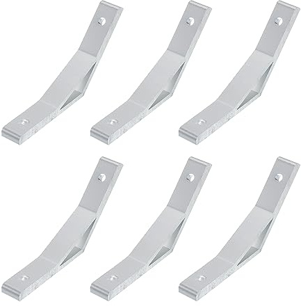sourcing map 6Stk 135 Grad Winkel Aluminum Profil Eckwinkel Strebe Gelenk Anschlüsse für 2020 Serie (Silber Weiß)