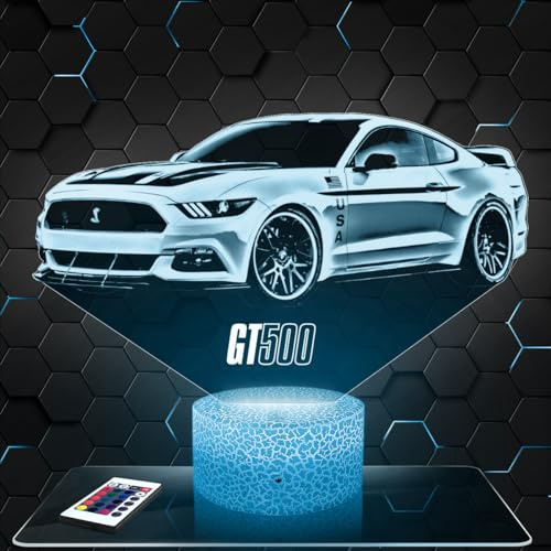 Lampephoto.fr - Lampe Amerikanisches Supercar 3D Nachtlicht Supercar | Made in France, Sockel wählbar, dimmbar, Batterie-/USB-Betrieb, HD-Lasergravur, Geschenk für Männer mit einem Sportwagen
