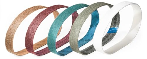 Set 3M Scotch-Brite SC-BS - Cinta de lija (40 x 760 mm, por ejemplo, para lijadora Bosch Professional GRB 14 CE o muchas otras lijadoras de banda de tubos, 1 grano CRS, MED, VFN, SFN y tipo T (pulido)