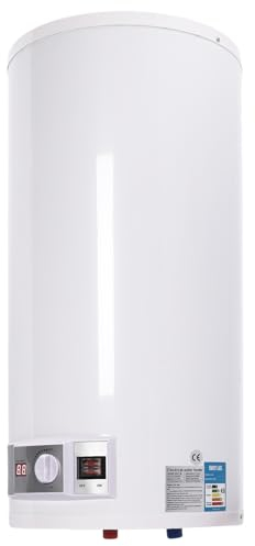 80L Elektrischer Warmwasserspeicher, 71x34cm Boiler Wasserbereiter Gerät + Duschset, Tatsächliche Wasserkapazität 50L für Küchen, Toiletten, Wohnungen, Friseursalons