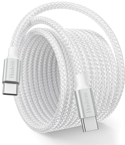 Huukein 65W Cable USB C a USB C Largo 3M, Blanco Cable Tipo C Carga Rapida para iPhone 17 16 15 Pro Max, Xiaomi Redmi, MacBook iPad Pro/Air | Cable de carga USB C para iPhone 17 16 Pro Max, iPad Pro/Air, Samsung Galaxy S26 S25, Pixel y más