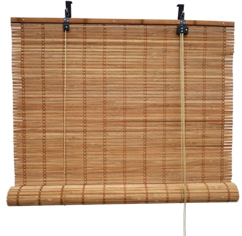 BambusChef® Bambusrollo Sem 140 x 180 cm Braun - Sichtschutz Rollo für Fenster und Türen, Raffrollo Bambus inkl Montagematerial, Nachhaltiges Holzrollo aus Bambus