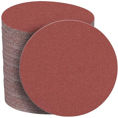 STEBRUAM 50 Piezas Discos de Lijas 150mm,Grano Cada 320 Lija Circular con sin Agujeros juego de discos Abrasivos de 6 pulgadas para Lijadora Orbital