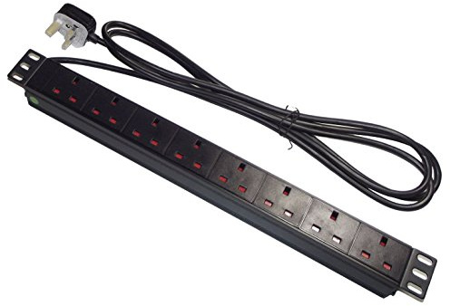 8 Way UK 13A 19 Inch Rack Mount PDU 3m (3 metre) Lead 1U