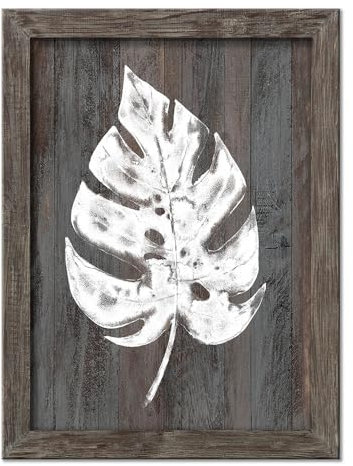 Black Tan Fern Leaf Framed Canvas Wall Art Minimalist Botanical Wall Decor Nature Fern Plant Silhouette Modern Wall Art Painting for Living Room Bedroom(24 * 16)