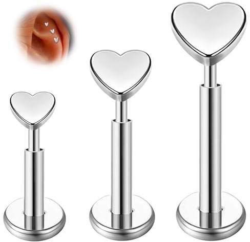 ESHIONER G23 Titan Piercing Trago Öra Helix Läpp Näsa Studs Silver Guld Män Kvinnor 16g 6 mm 8mm 10mm Öra Brosk Örhängen Piercing Labret Piercing Hypoallergen, 16 gauge (1.2mm), Titan
