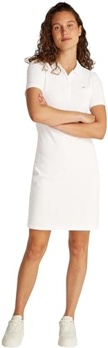 Tommy Hilfiger Donna Abito a Polo 1985 Pique Slim Fit, Bianco (Ecru), M