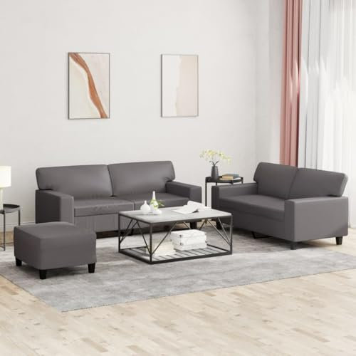 Willood 3-TLG. Sofagarnitur Grau Kunstleder