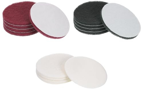sourcing map 15 Pcs 5 Inch Nylon Hoop Scrubbing Pad 400/800/2000 Grits Scrubber Scouring Pads Hoop and Loop Surface Conditioning Drill Scuffing Disc, Red/Grey/White
