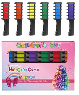 MSDADA Juego de tizas para el pelo para niños, 6 colores brillantes, para Navidad, Papá Noel, calendario de Adviento y más, tizas para el pelo para niñas, color de pelo para niños, tiza para el