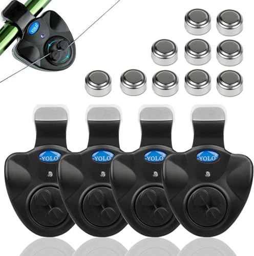 Coolnice 4pcs Allarme Morso da Pesca per Porta Canna da Pesca Sensore Elettronico con Indicatore LED per la Pesca Notturna Pesca d'altura Pescatore Principianti Dilettanti