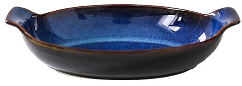 LYVQZPWLR El horno de cerámica, Fuente de cerámica for horno con asa, fuente ovalada for lasaña, fuente for horno y horno(700ml)