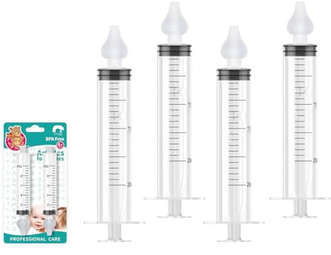 4 Pcs Irrigatore Nasale,siringa per lavaggi nasali bambini,10 ml Aspiratori Nasali Riutilizzabile, Portatile Irrigatori Nasali, Pulitore Nasale Sicuro