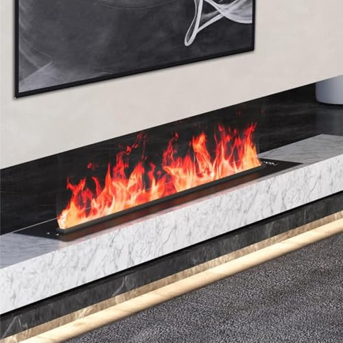 YMAOMAO Cheminée à Vapeur d'eau 3D, Foyer électrique Décoratif, Vapeur d'eau Cheminée Humidificateur avec Flamme D'atomisation 3D, Panneau Ultra Fin De 3mm, Non Chauffant,70cm/27.5in