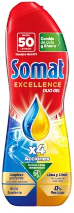 Excellence Duo Gel Geschirrspülmittel in Gel mit 4 Reinigungsaktionen für 50 Spülgänge, 800 ml. 4er-Pack