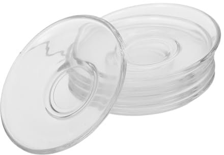 ULTECHNOVO 6Pièces Sous Verres Décoratifs Verre Transparent Lot de Soucoupes Ronde pour Tasses Desserts Snacks Protection de Table Basse Design Élégant