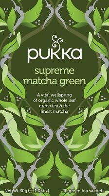 Pukka Herbs | Supreme Matcha Green Organic Tea Box | Energizing Tea With Matcha Powder | Ideal For Daily Vitality | 3 Packs | 60 Plant Based Biodegradable Tea Bags