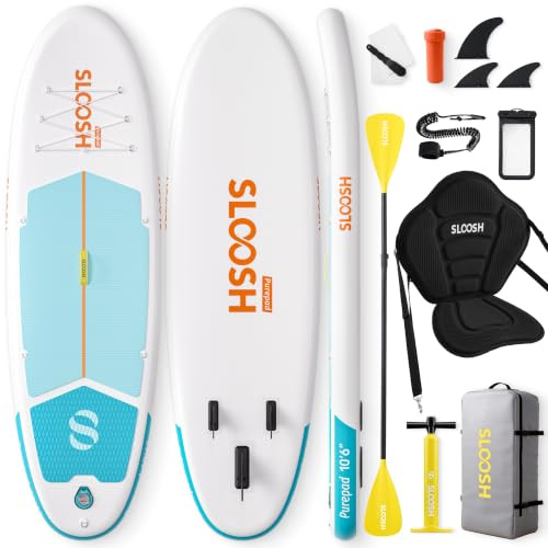 SLOOSH Aufblasbares Stand Up Paddle Board Set – Allround SUP mit Premium-Zubehör, Rutschfestem EVA-Deck, Ultraleichter Tragetasche & Pumpe – Für Alle Könnerstufen