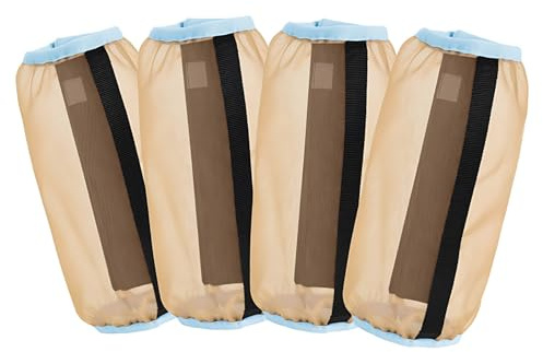 BOSREROY Lot de 4 bottes anti-mouches pour cheval - Protection contre les moustiques - 32,6 x 34 cm - Leggings respirants - Doux - Marron - Anti-rayures