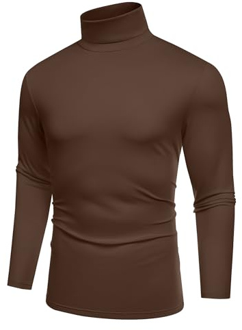 COOFANDY Pull Col Roulé Homme T-Shirt Manches Longues | Basique sous-Pull Fin et Léger Slim Fit Haut Col Montant - Disponible en Lot de 2