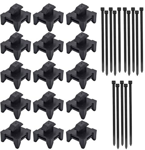 Lot de 15 clips de câble pour profil en aluminium 4040, rainure 8, support de câble profilé noir avec 15 serre-câbles 8 x 200 mm, clips métalliques en plastique pour gestion des câbles sur profilés en