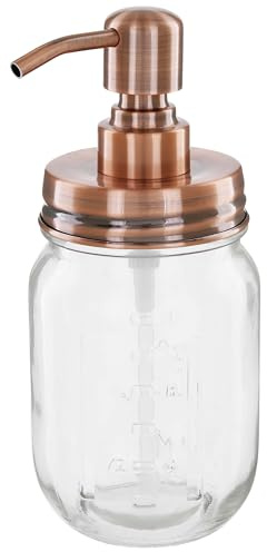 ALTGLAS Vintage Style Liquid Soap Dispenser from Retro Mason Jar Glass with Stainless Steel Pump 16oz/473ml (Vintage Copper)