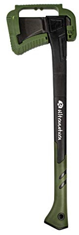 Ultranatura Hacha dividir, protección hoja incluida, longitud mango aprox. 71 cm, hacha profesional hoja gruesa, ideal trabajos división y troceado piezas madera diámetro de 30 cm, Color: Negro-Verde