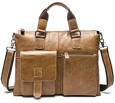 Herren Laptoptasche Arbeitstasche Handtasche, Herren Aktentasche Büro-Laptop-Tasche echtes Leder-Handtasche Umhängetasche Reisen Arbeit Satchel Business Messenger Schultertasche Laptop Businesstasche