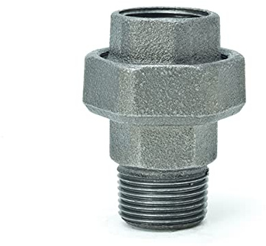 Temperguss-Gewindefitting schwarz Verschraubung flachdichtend, IG x AG 1 1/2 Zoll, Typ 331, DVGW