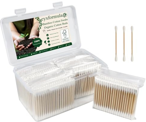 Eyxformula Bamboo Cotton Swabs 800 Count, Sturdy FSC Certified Bamboo Stick