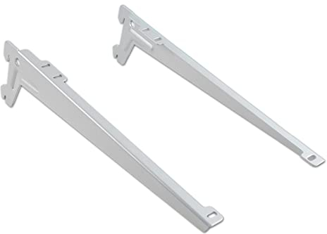 PRIOstahl Regalträger für Wandschienen Regalhalterungen Regalwinkel Regalsystem Regalhalterung - 1 Trägerpaar (2 Stück) 330 mm Farbe: Grau für Schienen Regalboden Regal Wand Massiv aus Stahl