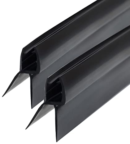 DOPPOSO Black Shower Door Seal 2 x 80 cm for 5 mm / 6 mm Glass - Floor Strip Splash Guard for Shower Cubicles and Bathtub
