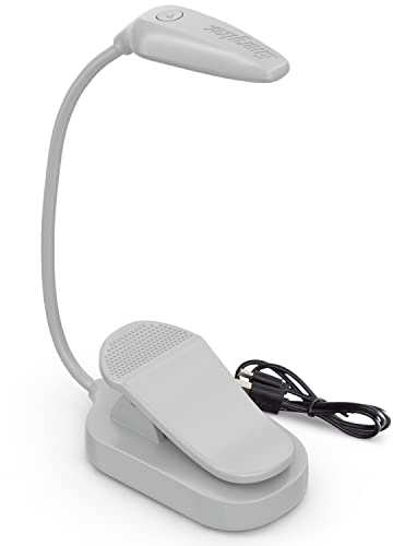 Energizer Lampe de Lecture Rechargeable pour Lire au Lit, Liseuse Lampe de Lecture LED 100 Lumens avec 3 Modes d'Éclairage, Pince et Cou Flexible, Lumière Livre Portable, USB Inclus, Gris