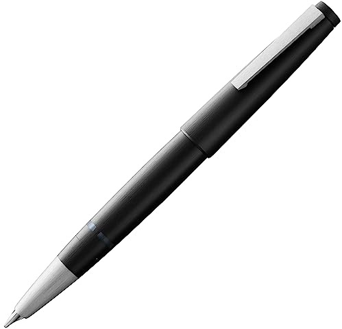LAMY 2000 Kolben-Füllhalter aus Polycarbonat und Edelstahl, Feder OM, 14 kt. Goldfeder platinveredelt, nachhaltig da ohne Patronen