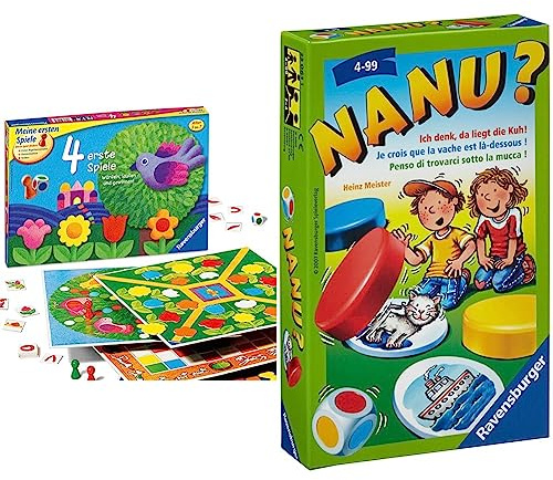 Ravensburger 21417-4 erste Spiele & 23063 - Nanu? Mitbringspiel für 2-4 Spieler, Merkspiel ab 4 Jahren, kompaktes Format, Reisespiel, Würfelspiel