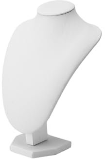 Harilla Collier chaîne Bijoux Buste Support Porte-Bijoux Organisation de Magasin, Collier présentoir Support Organisateur de Bijoux, Polyuréthane Blanc 21x15cm