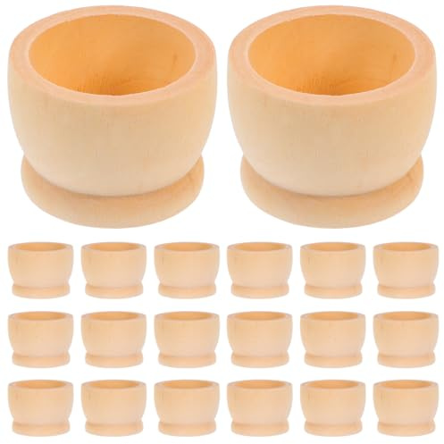 NUOBESTY 20 Stück Eierbecherhalter aus Holz, unlackiert, blank, für Ostern, Zuhause, Küche, Basteln, DIY, Farbe