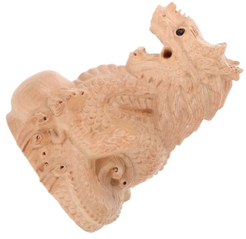 Levemolo Holz Drachen Statue Chinesischer Drache Drachenskulptur Ornament Für Wohlstand Und Reichtum Bürodekor Schreibtischdekor Tierstatue