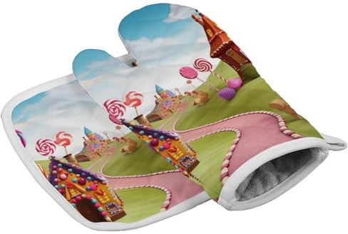 Candy Land – Gants de cuisine personnalisés résistants à la chaleur et maniques doux pour femme, pour cuisine, barbecue, grill, cadeau de Thanksgiving