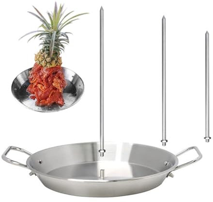 Brochettes pour barbecue en acier inoxydable - Brochette verticale en acier inoxydable avec 3 pièces, support à viande pour tacos Al pastor, kebab, Churrasco brésilien