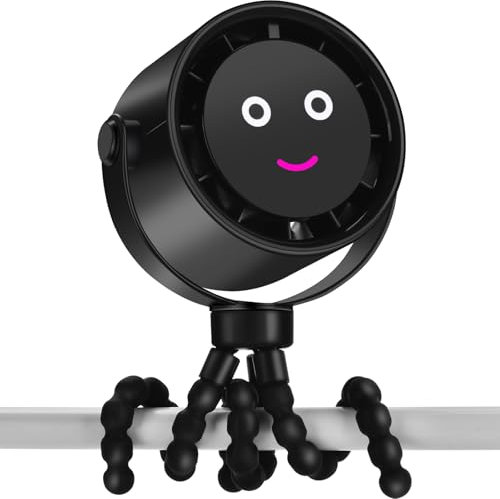 Ventilador portátil para cochecito de 5000 mAh con pantalla LCD, 5 velocidades, rotación de 360°, clip para trípode y batería de 17 horas para asientos de coche, cochecitos, cunas y sillas de ruedas