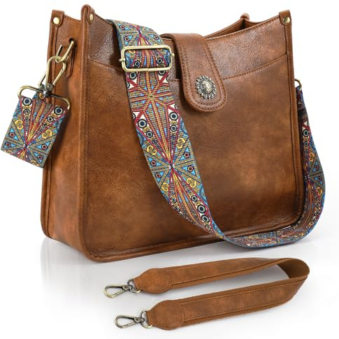 VIMUTI Handtasche Damen Mittelgroß Umhängetasche schwarz Crossbody Bag mit Breiter Gurt Schultertasche Hobo Bag veganem Leder Tasche 2 Schulterriemen Kartenschlitz Reisetasche