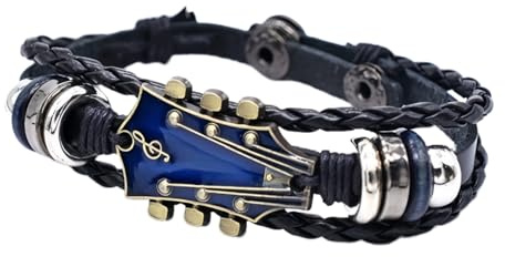 SingHao Bracelet guitare punk rock pour homme, M/ens en cuir B/racelet, guitare br/acelet, soutien-gorge/celet homme, L/eather Brac/elets pour femme, bracelets Le/ther, bracelet Lea/ther pour homme