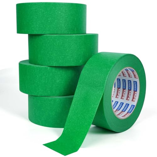 ADHES 5 Rouleaux Ruban De Masquage Peinture 48MM X 50M Vert Multi Surfaces | Ruban AdhéSif à Usage GéNéRal Pour La Protection Des Surfaces Lors De Travaux De DéCoration