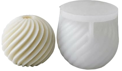 divuukyi Moule à bougie à sphère géométrique rayée portable pour les amateurs d'art et les bougies parfumées