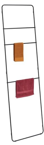 Relaxdays Handtuchleiter Metall, 3 Sprossen, Wäscheleiter Handtücher, Kleidung, HB: 180,5 x 55,5 cm, Bad Leiter, schwarz